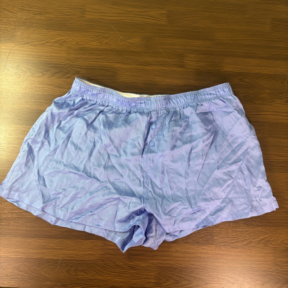 Pink Victoria's Secret Satin Boxer Shorts‎ Blue Do Not Disturb Graphic Medium